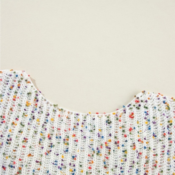 White Confetti Reversible Twist Sweater - Picture 12 of 16